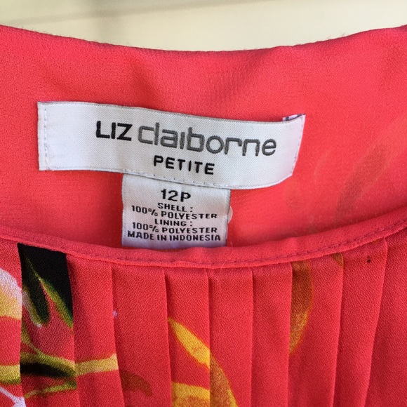 Pretty in Peach- Floral Print Dress By Liz Claiborne Sz 12p - Picture 6 of 8